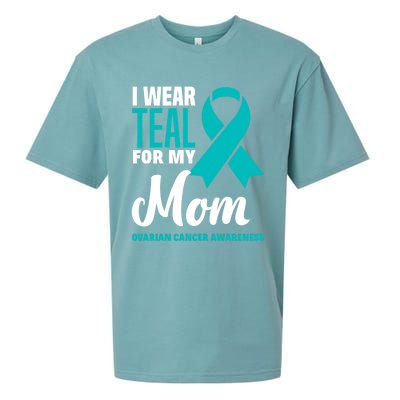 I Wear Teal For My Mom Ovarian Cancer Awareness Gift Sueded Cloud Jersey T-Shirt