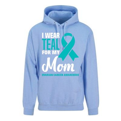 I Wear Teal For My Mom Ovarian Cancer Awareness Gift Unisex Surf Hoodie