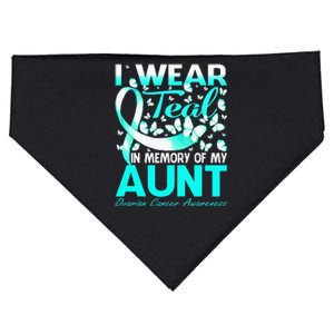 I Wear Teal In Memory Of My Aunt Ovarian Cancer USA-Made Doggie Bandana