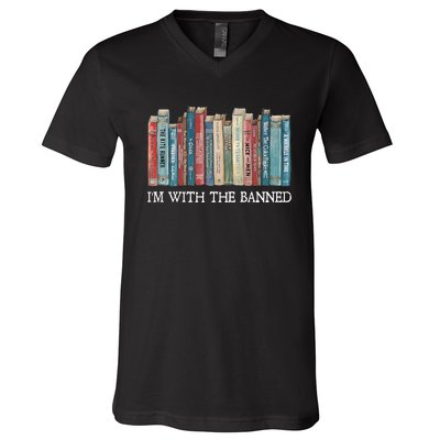 Im With The Banned Books Reading Librarian V-Neck T-Shirt