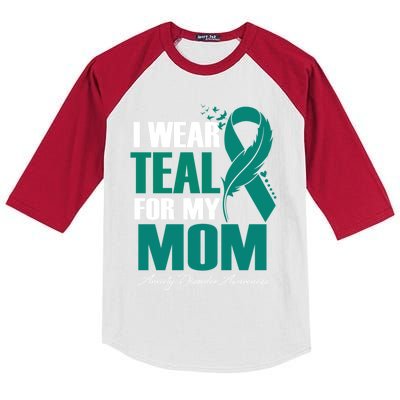 I Wear Teal For My Mom Anxiety Disorder Awareness Gift Kids Colorblock Raglan Jersey