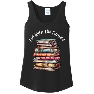 IM With The Banned Books Vintage Librarian Life Retro Ladies Essential Tank