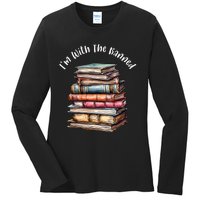 IM With The Banned Books Vintage Librarian Life Retro Ladies Long Sleeve Shirt