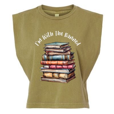 IM With The Banned Books Vintage Librarian Life Retro Garment-Dyed Women's Muscle Tee