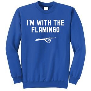 IM With The Flamingo Funny Halloween Spooky Skeleton Hand Funny Gift Tall Sweatshirt