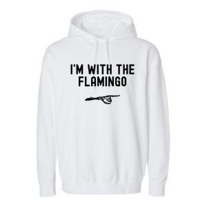 IM With The Flamingo Funny Halloween Spooky Skeleton Hand Funny Gift Garment-Dyed Fleece Hoodie