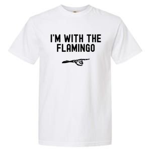 IM With The Flamingo Funny Halloween Spooky Skeleton Hand Funny Gift Garment-Dyed Heavyweight T-Shirt