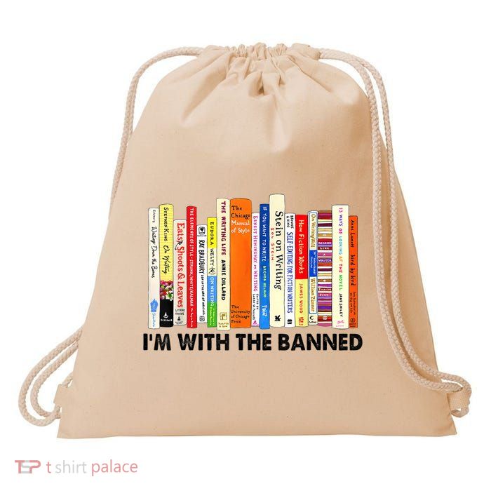Im With The Banned Banned Books Reading Librarian Bookish Drawstring Bag