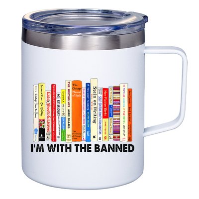 Im With The Banned Banned Books Reading Librarian Bookish 12oz Stainless Steel Coffee Mug