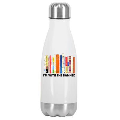 Im With The Banned Banned Books Reading Librarian Bookish Stainless Steel Insulated Water Bottle