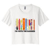 Im With The Banned Banned Books Reading Librarian Bookish Women's Crop Top Tee