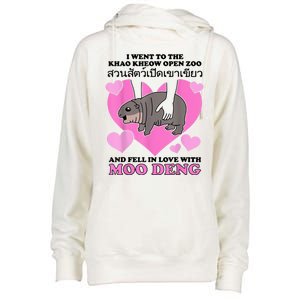 I Went To The Khao Kheow Zoo And Fell In Love With Moo Deng Womens Funnel Neck Pullover Hood