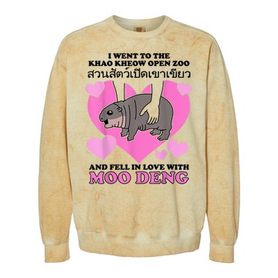 I Went To The Khao Kheow Zoo And Fell In Love With Moo Deng Colorblast Crewneck Sweatshirt