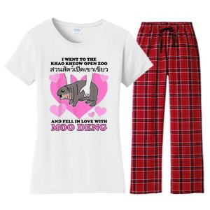 I Went To The Khao Kheow Zoo And Fell In Love With Moo Deng Women's Flannel Pajama Set