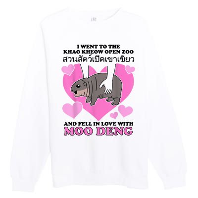 I Went To The Khao Kheow Zoo And Fell In Love With Moo Deng Premium Crewneck Sweatshirt