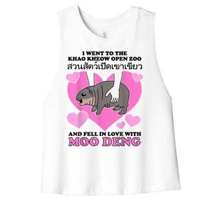 I Went To The Khao Kheow Zoo And Fell In Love With Moo Deng Women's Racerback Cropped Tank