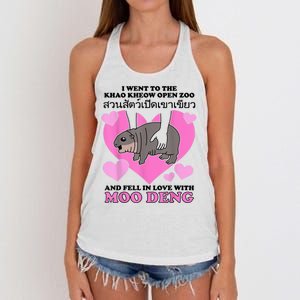 I Went To The Khao Kheow Zoo And Fell In Love With Moo Deng Women's Knotted Racerback Tank