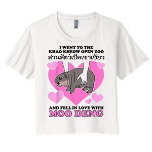 I Went To The Khao Kheow Zoo And Fell In Love With Moo Deng Women's Crop Top Tee