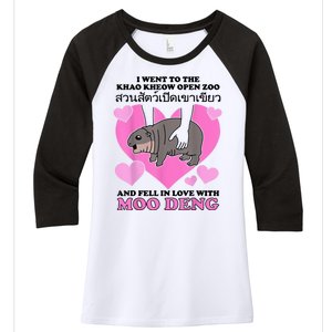 I Went To The Khao Kheow Zoo And Fell In Love With Moo Deng Women's Tri-Blend 3/4-Sleeve Raglan Shirt