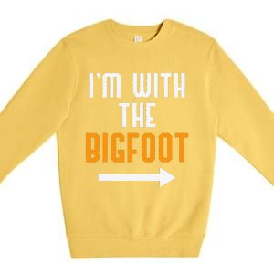 Im With The Bigfoot Costume Funny Halloween Couple Gift Premium Crewneck Sweatshirt