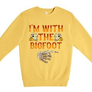 Im With The Bigfoot Costume Funny Halloween Couple Premium Crewneck Sweatshirt