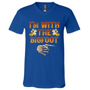 Im With The Bigfoot Costume Funny Halloween Couple V-Neck T-Shirt