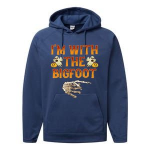 Im With The Bigfoot Costume Funny Halloween Couple Performance Fleece Hoodie