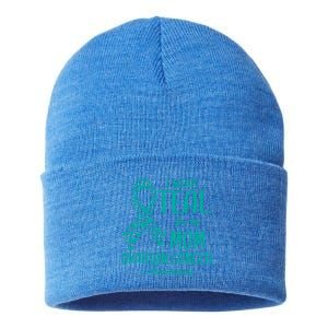 I Wear Teal For My Mom Butterfly Ovarian Cancer Awareness Gift Sustainable Knit Beanie