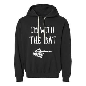 IM With The Bat Funny Matching Couple Costume Halloween Garment-Dyed Fleece Hoodie