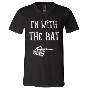 IM With The Bat Funny Matching Couple Costume Halloween V-Neck T-Shirt