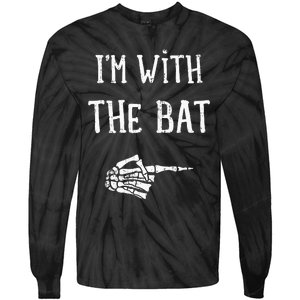 IM With The Bat Funny Matching Couple Costume Halloween Tie-Dye Long Sleeve Shirt