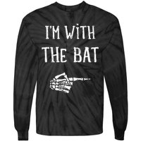 IM With The Bat Funny Matching Couple Costume Halloween Tie-Dye Long Sleeve Shirt