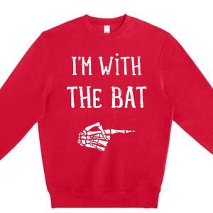 IM With The Bat Funny Matching Couple Costume Halloween Premium Crewneck Sweatshirt