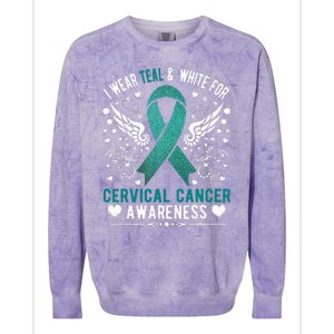 I Wear Teal & White For Cervical Cancer Awareness Colorblast Crewneck Sweatshirt