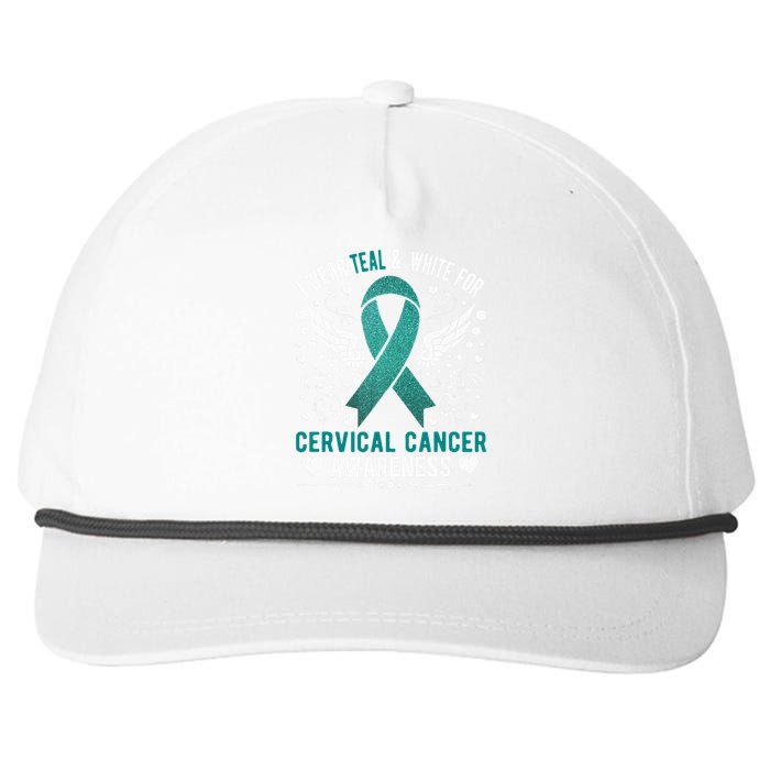 I Wear Teal & White For Cervical Cancer Awareness Snapback Five-Panel Rope Hat