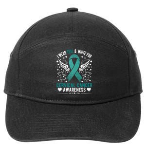 I Wear Teal & White For Cervical Cancer Awareness 7-Panel Snapback Hat