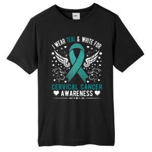 I Wear Teal & White For Cervical Cancer Awareness Tall Fusion ChromaSoft Performance T-Shirt