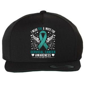 I Wear Teal & White For Cervical Cancer Awareness Wool Snapback Cap