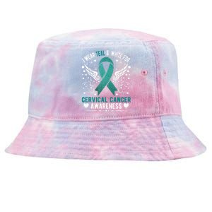 I Wear Teal & White For Cervical Cancer Awareness Tie-Dyed Bucket Hat