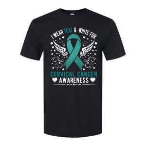 I Wear Teal & White For Cervical Cancer Awareness Softstyle CVC T-Shirt