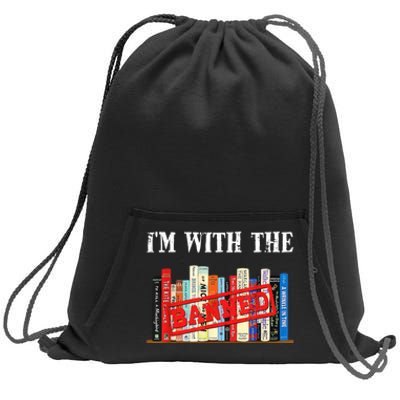 Im With The Banned Funny Book Readers I Read Banned Books Sweatshirt Cinch Pack Bag