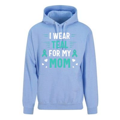 I Wear Teal For My Mom Ovarian Cancer Awareness Gift Unisex Surf Hoodie