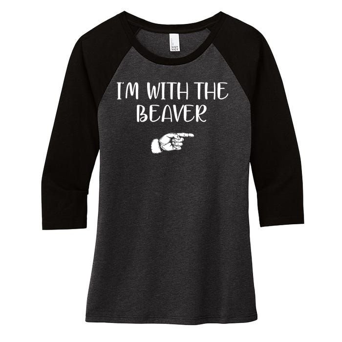 I'm With The BEAVER Women's Tri-Blend 3/4-Sleeve Raglan Shirt