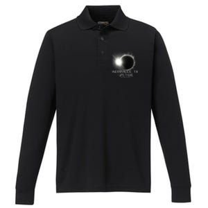 I Was There Total Solar Eclipse Kerrville Texas Performance Long Sleeve Polo