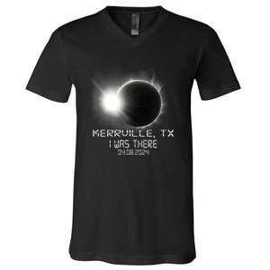 I Was There Total Solar Eclipse Kerrville Texas V-Neck T-Shirt