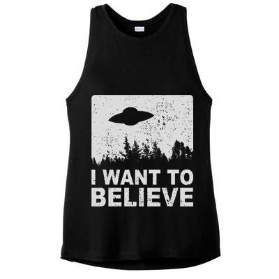 I Want To Believe I Aliens Ufo Area 51 Roswell Ladies PosiCharge Tri-Blend Wicking Tank