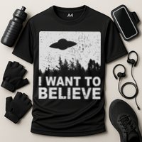 I Want To Believe I Aliens Ufo Area 51 Roswell Cooling Performance Crew T-Shirt