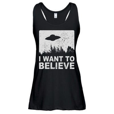 I Want To Believe I Aliens Ufo Area 51 Roswell Ladies Essential Flowy Tank