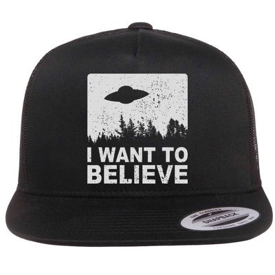 I Want To Believe I Aliens Ufo Area 51 Roswell Flat Bill Trucker Hat