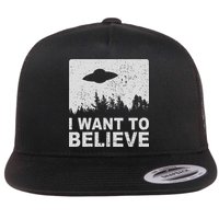 I Want To Believe I Aliens Ufo Area 51 Roswell Flat Bill Trucker Hat